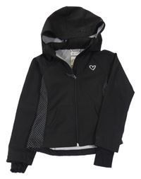 Černo-puntíkatá softshellová bunda se srdíčkem a kapucí H&M
