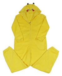 Žlutá chlupatá kombinéza s kapucí - Pikachu