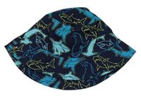 Tmavomodrý plátenný klobúk so žralokmi F&F