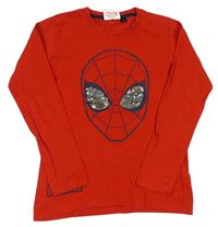 Červené tričko so Spidermanem a flitrami Marvel