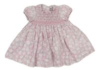 Bílo-růžové žabičkové šaty s puntíky a kytičkami Sarah Louise