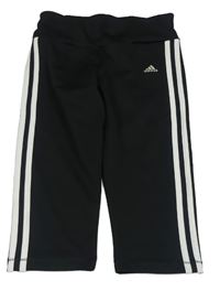 Černé sportovní capri legíny s pruhy Adidas 