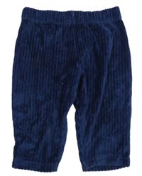 Tmavomodré rebrované zamatové tepláky M&S