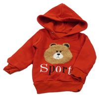 Červená mikina s medvedíkom a kapucňou