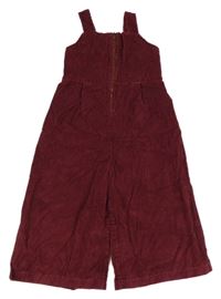 Vínový manšestrový culottes overal Tu