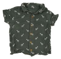 Khaki mušelínová košile se zebrami Nutmeg