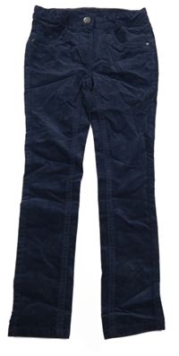 Tmavomodré sametové kalhoty Pocopiano 