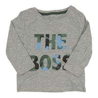 Sivé melírované tričko s nápisom Peacocks