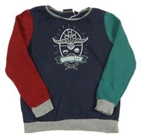 Tmavomodro-červeno-zelená mikina Harry Potter