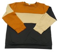 Antracitovo-medovo-béžová mikina