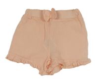 Broskvové mušelínové kraťasy s mašlou Ergee