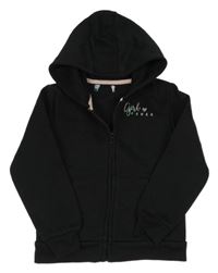 Čierna prepínaci mikina s nápisom a kapucňou