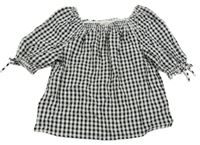 Černo-bílá kostkovaná halenka s lodičkovým výstřihem H&M