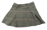 Čierno-smetanovo-ružová kockovaná skladaná sukňa H&M