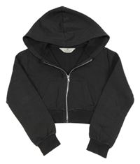 Tmavosivá prepínaci crop mikina s kapucňou H&M