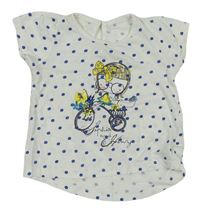 Bielo-modré bodkovaná é tričko s dívkou a bicyklom Matalan