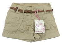 Béžové chino plátenné kraťasy s opaskom zn. girl2girl