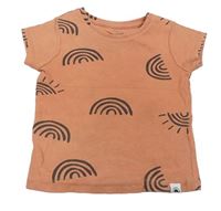 Skořicové rebrované tričko s duhami PRIMARK