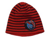 Červeno-černá pruhovaná pletená čepice se Spider-manem MARVEL