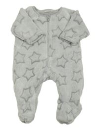 Světlešedo-bílá plyšová kombinéza s hvězdičkami Next