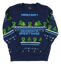 Tmavomodrá mikina s Minecraft
