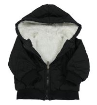 Černý prošívaný zateplený bomber s kapucňou SHEIN