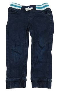 Tmavomodré cuff teplákové rifle s úpletovým pasem impidimpi