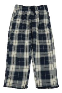 Tmavomodro-sivo-smotanové kockované pyžamové nohavice H&M