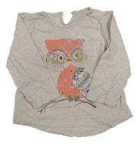 Svetlobéžové melírované tričko so sovičkou Matalan