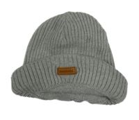 Sivá melírovaná rebrovaná pletená čapica s nášivkou metsola