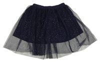 Tmavomodrá trblietavá tylová sukňa George