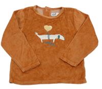 Tehlová zamatová mikina s psíkom GÉMO