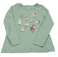 Olivové tričko so zvieratkami a houbičkami a žaludy Topolino