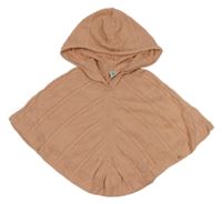 Pudrové vzorované pletené pončo s kapucňou Tu