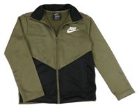 Khaki-černá thermo propínací mikina s logem Nike