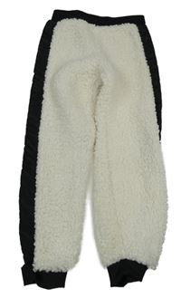 Smetanovo-čierne huňaté nohavice s pruhom PEP&CO