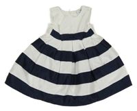 Tmavomodro-bílé pruhované šaty s mašlí Topomini