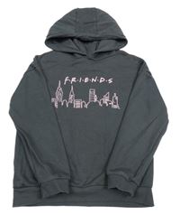 Tmavosivá mikina s potiskem - F.R.I.E.N.D.S a kapucňou PRIMARK