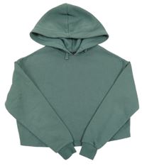 Khaki crop mikina s kapucňou New Look