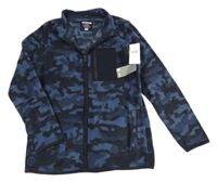 Nové - modro-tmavomodro-černá army fleecová propínací mikina F&F