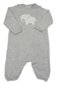 Sivý melírovaný pletený overal so sloníkem mamas&papas