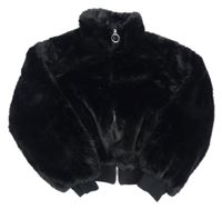 Černý kožešinový podšitý crop bomber New Look