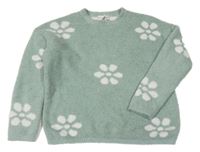 Olivový crop sveter s kvetmi cupcakes and cashmere