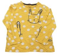 Horčicové bodkované tričko s králíčky F&F