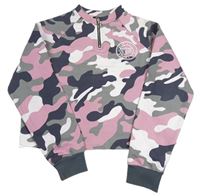 Ružovo-sivo-biela army crop mikina s nápisom New Look