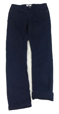 Tmavomodré plátěné slim fit podšité kalhoty Review