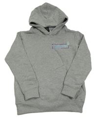 Sivá melírovaná mikina s nápisom a kapucňou