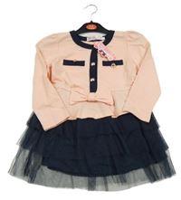 Nové - Růžovo-tmavomodré šaty s tylovou sukní