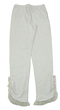 Biele legíny s nápisem z kamínků a tylem