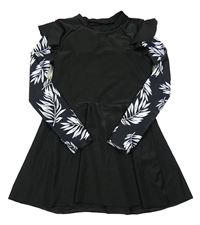 Černé UV šaty s listy